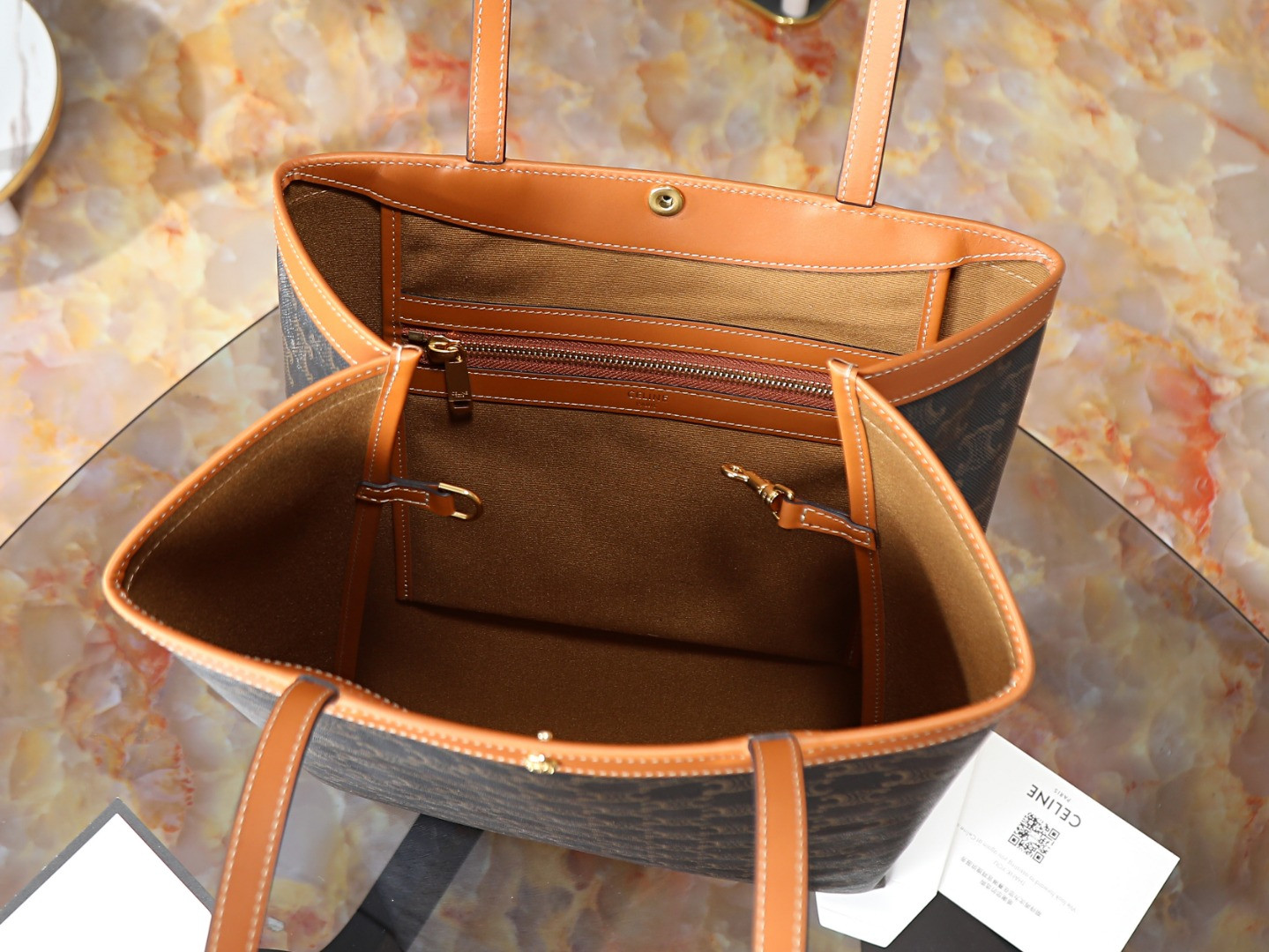 Celine FLAT SHOPPER Medium Logo Print Handbag 28x33x0.5cm