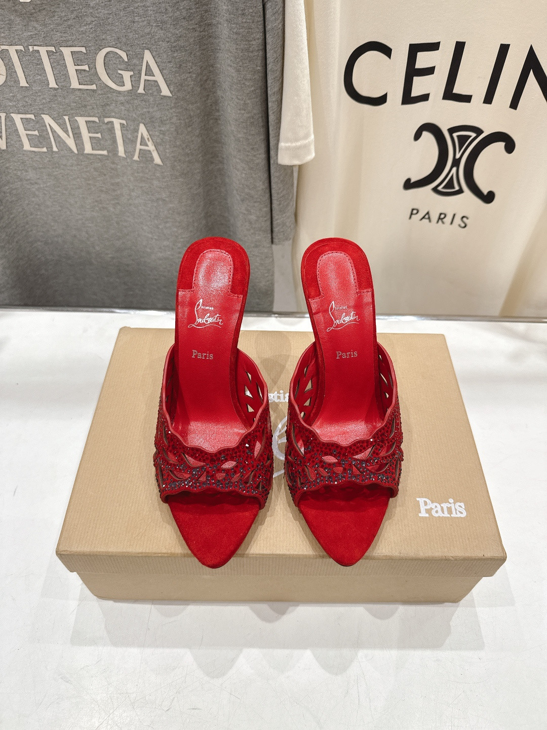 UA Christian Louboutin Lasera Strass Mule 10cm Heel