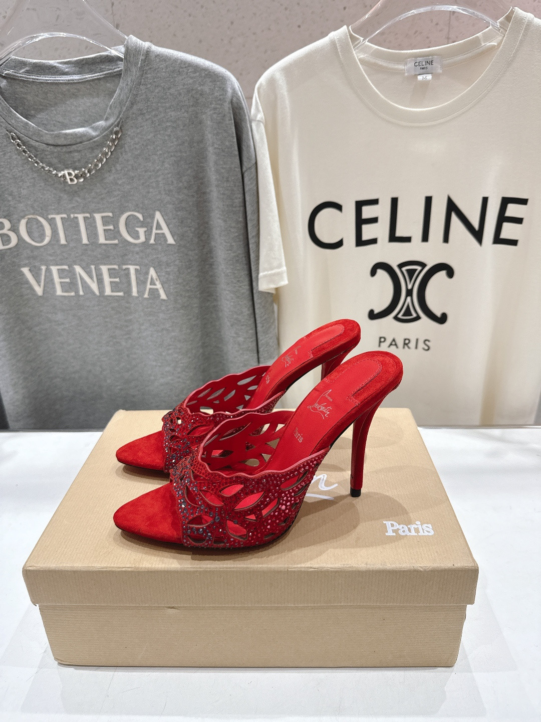 UA Christian Louboutin Lasera Strass Mule 10cm Heel