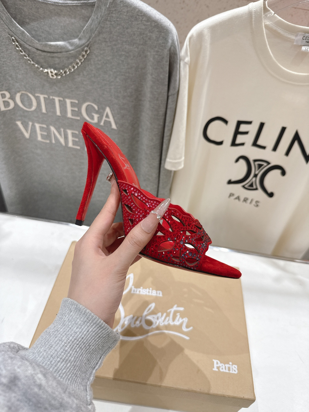 UA Christian Louboutin Lasera Strass Mule 10cm Heel