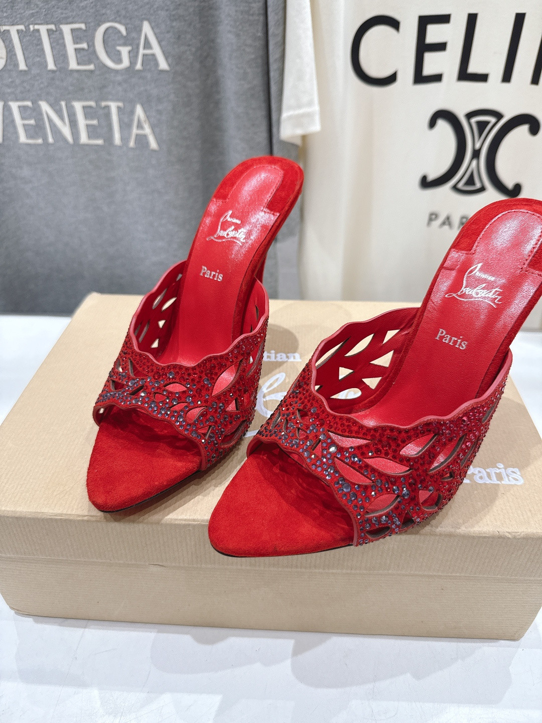 UA Christian Louboutin Lasera Strass Mule 10cm Heel