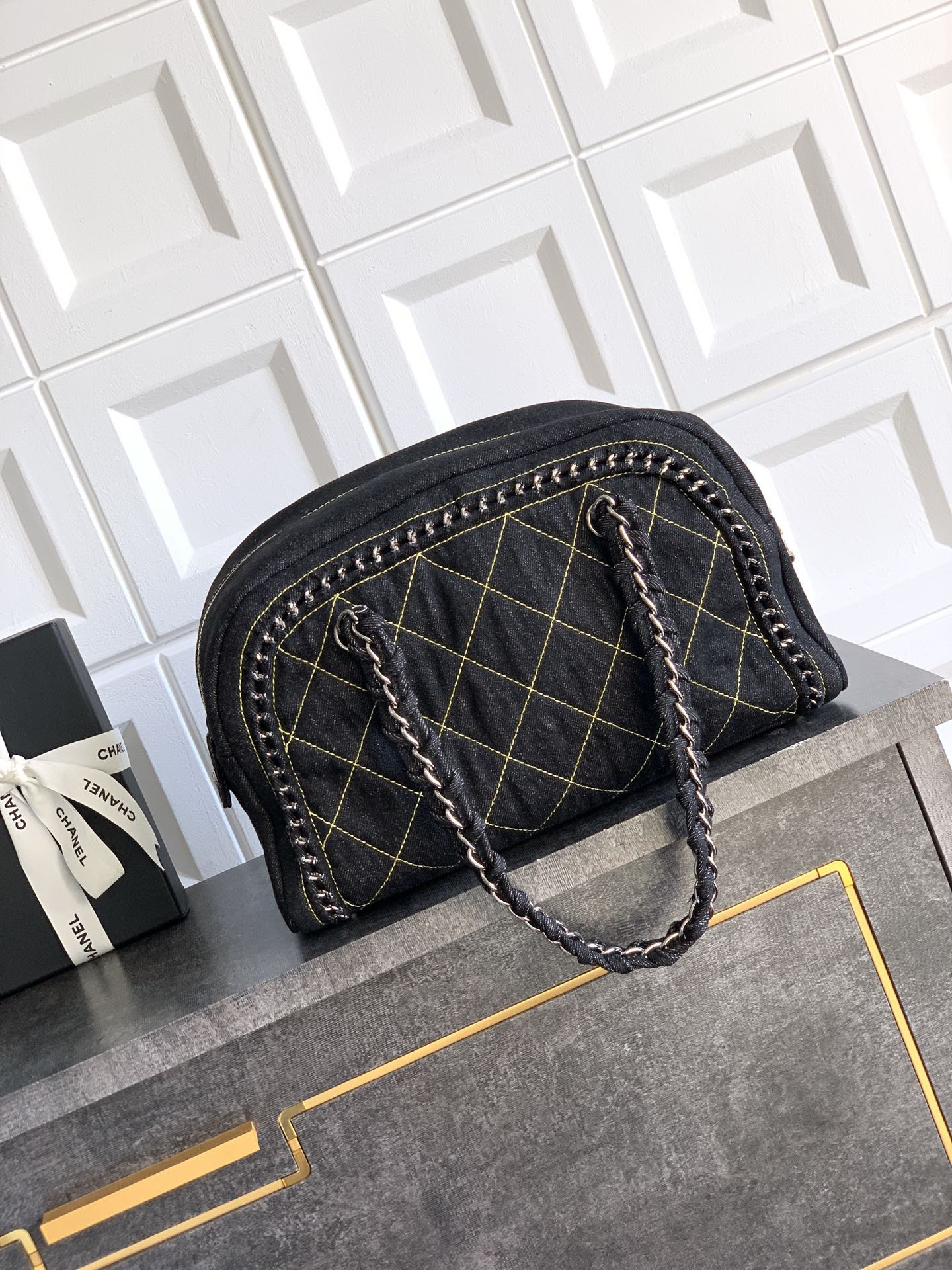 Chanel Denim CC Boston Bag 33x20.5x15cm