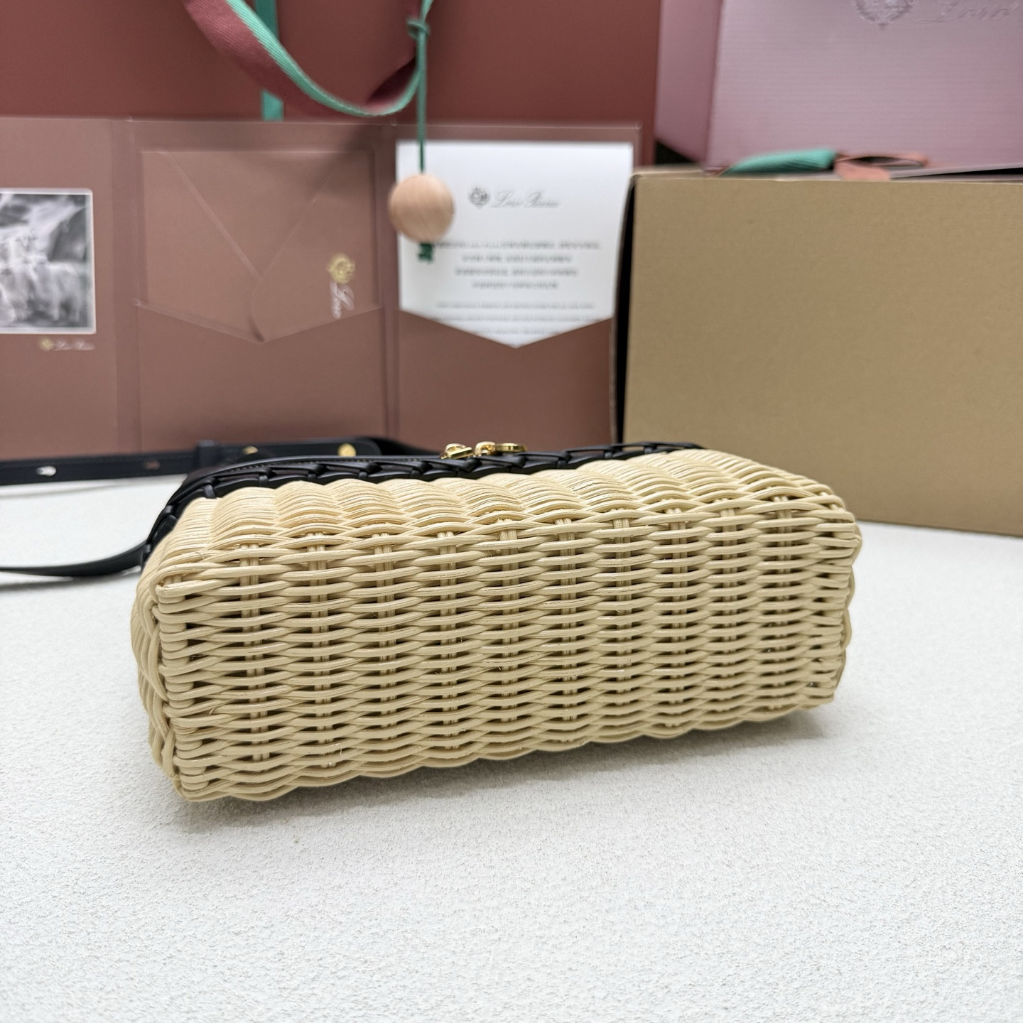 L0r0 P1ana extra pocket l19 wicker bag 19 x 11.5 x 7cm