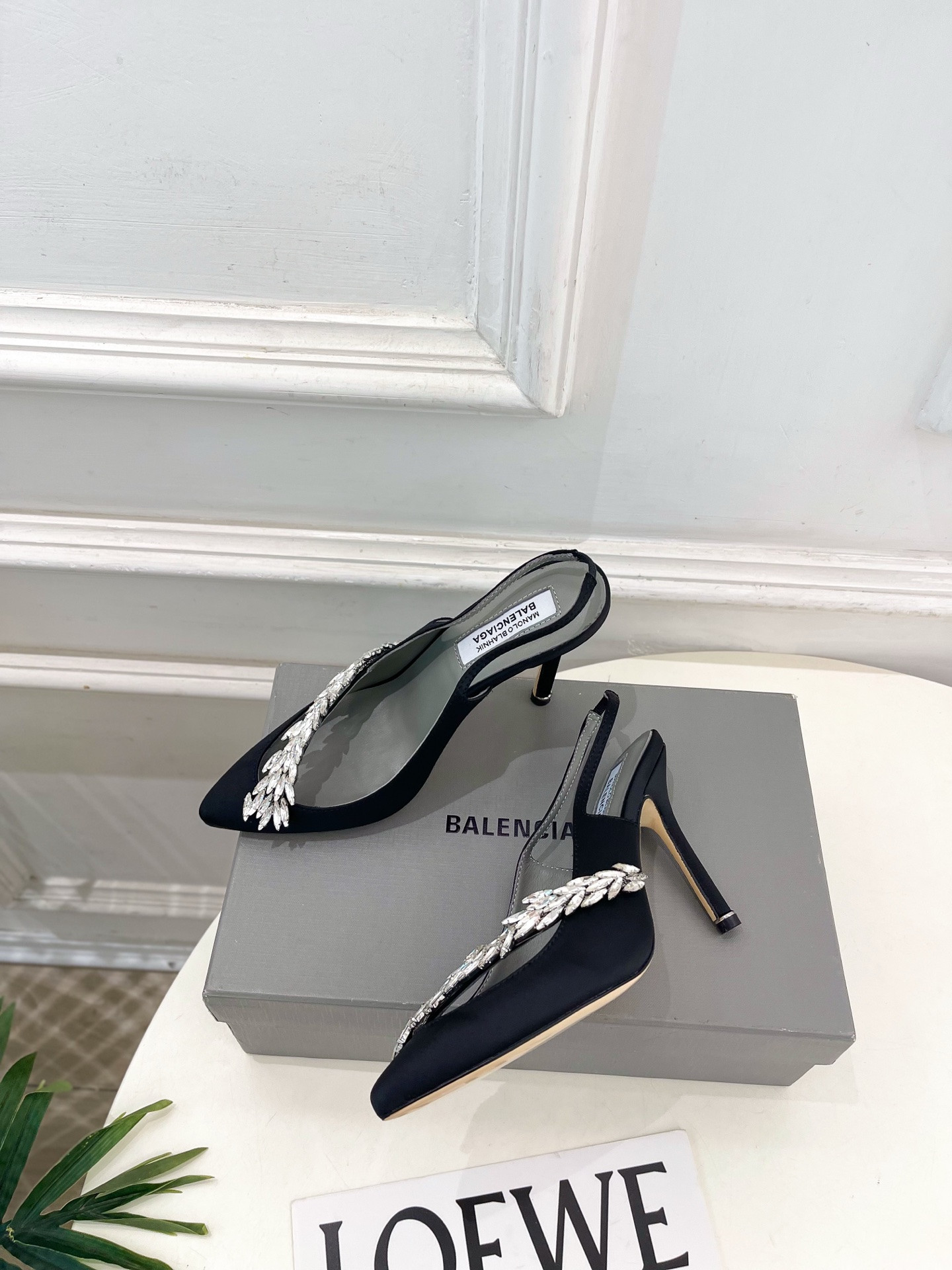 UA Ba1en*iaga x Man010 B1ahn*k Slingbacks 10cm Heel