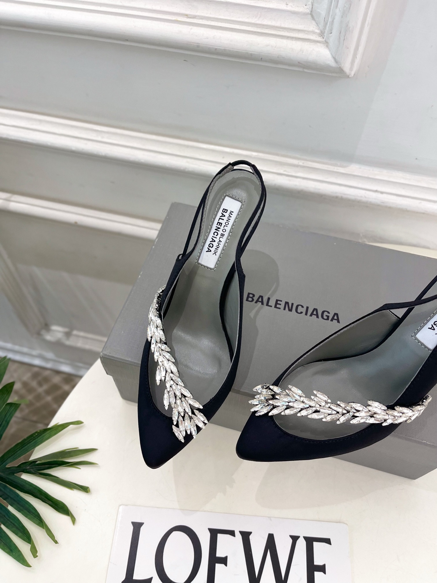 UA Ba1en*iaga x Man010 B1ahn*k Slingbacks 10cm Heel