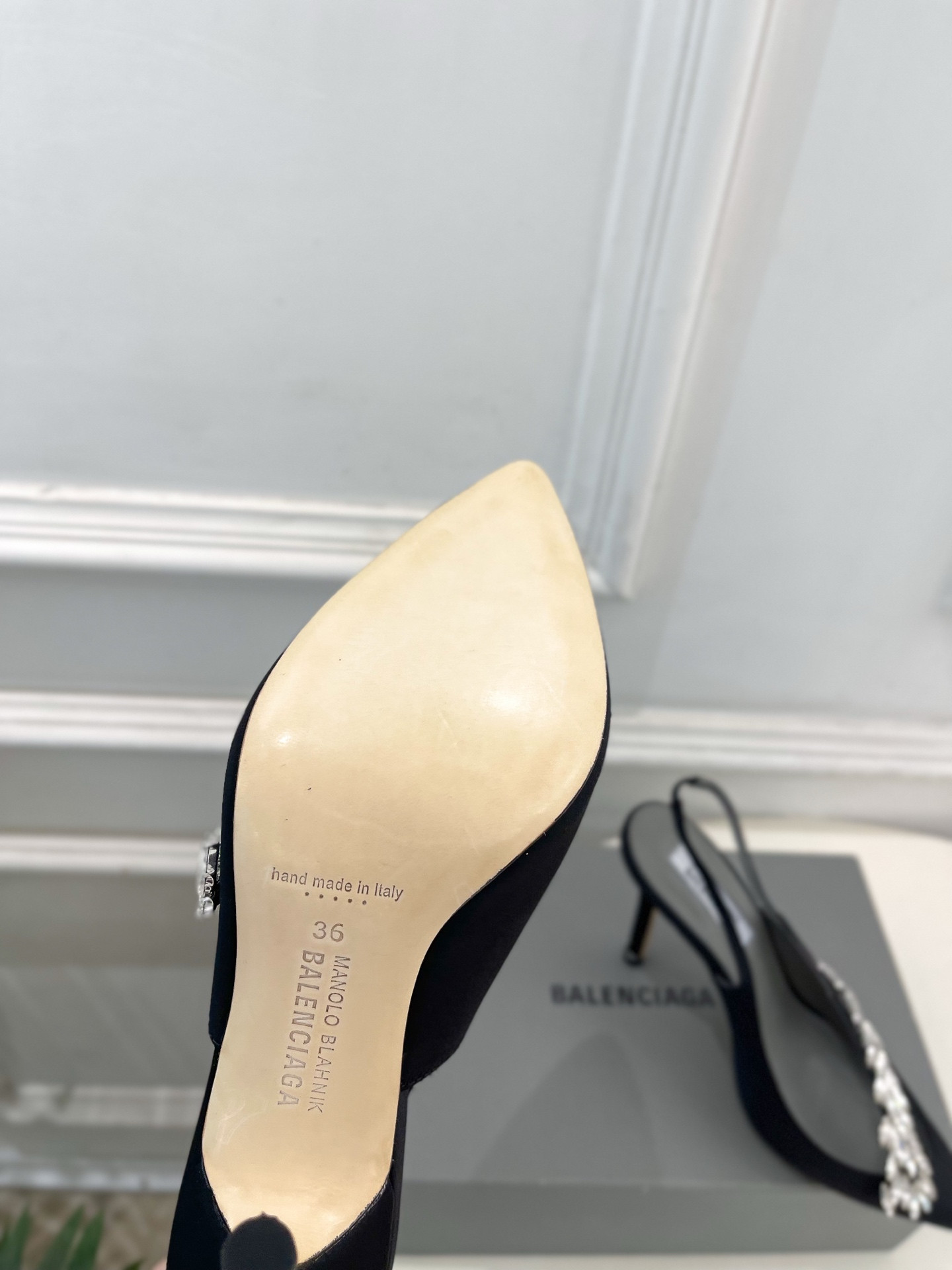 UA Ba1en*iaga x Man010 B1ahn*k Slingbacks 10cm Heel